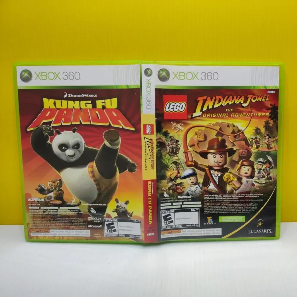 LEGO Indiana Jones & Kung Fu Panda Dual Pack (Microsoft Xbox 360, 2008) 2 Disk
